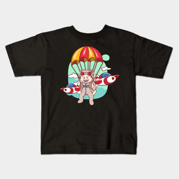 cute illustration of skydiving Kids T-Shirt by ReasArt